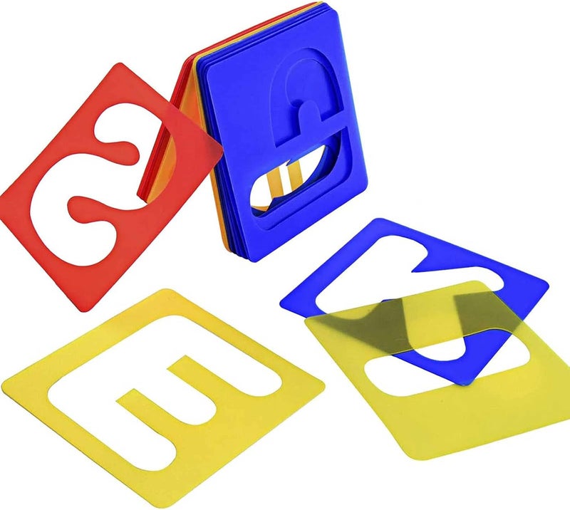 TecUnite 26 Pieces Alphabet Stencils Set Plastic Letter Stencils for Painting Learning, DIY Craft Decoration (5 x 5 Inches) - Image 1